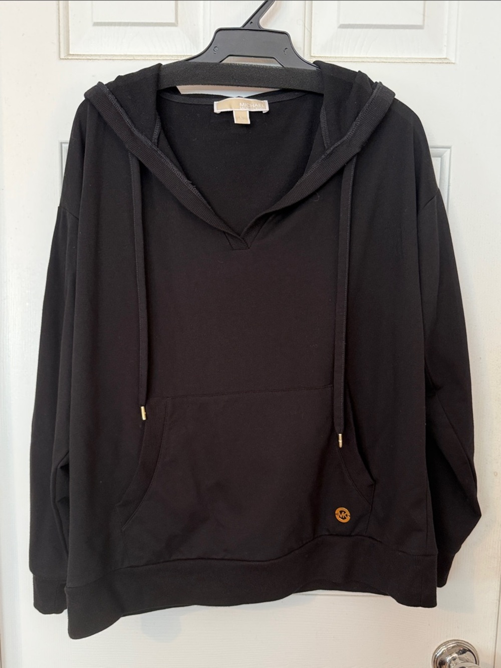 Michael Kors Black Hooded Pullover Top